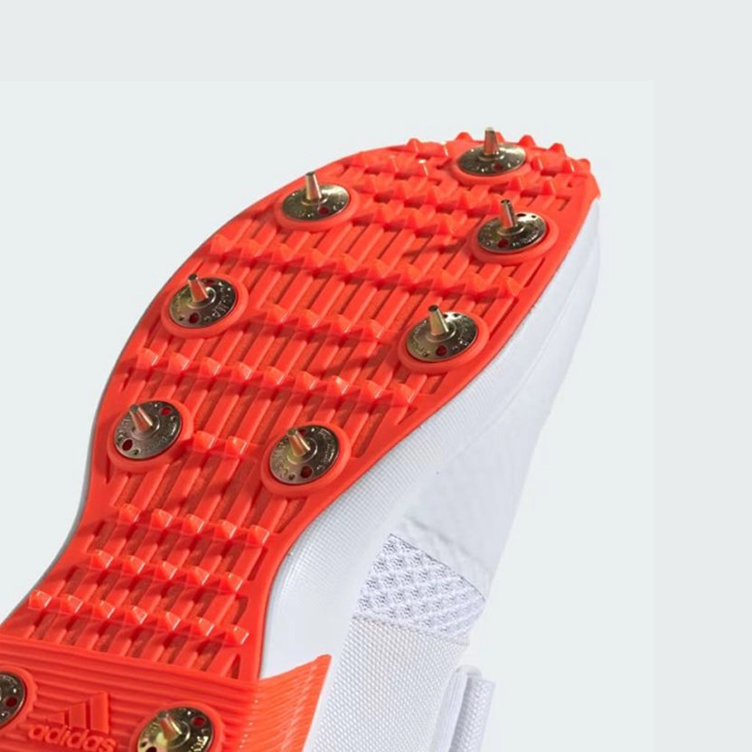 Adidas Adipower Vector 20 – Cloud White / Lucid Blue / Solar Red Cricket Shoes