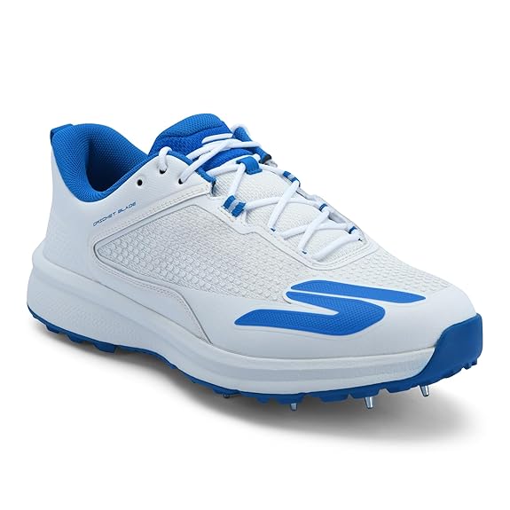 Skechers Mens Cricket Spikes White/Blue