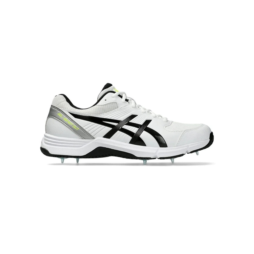 ASICS GEL‑100 NOT OUT Cricket Shoes – White / Safety Yellow