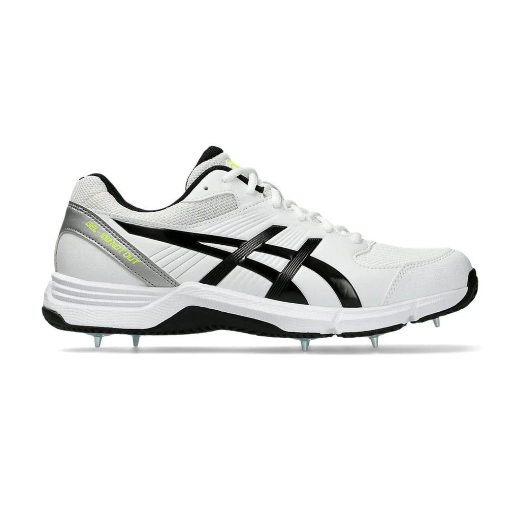 ASICS GEL‑100 NOT OUT Cricket Shoes – White / Black