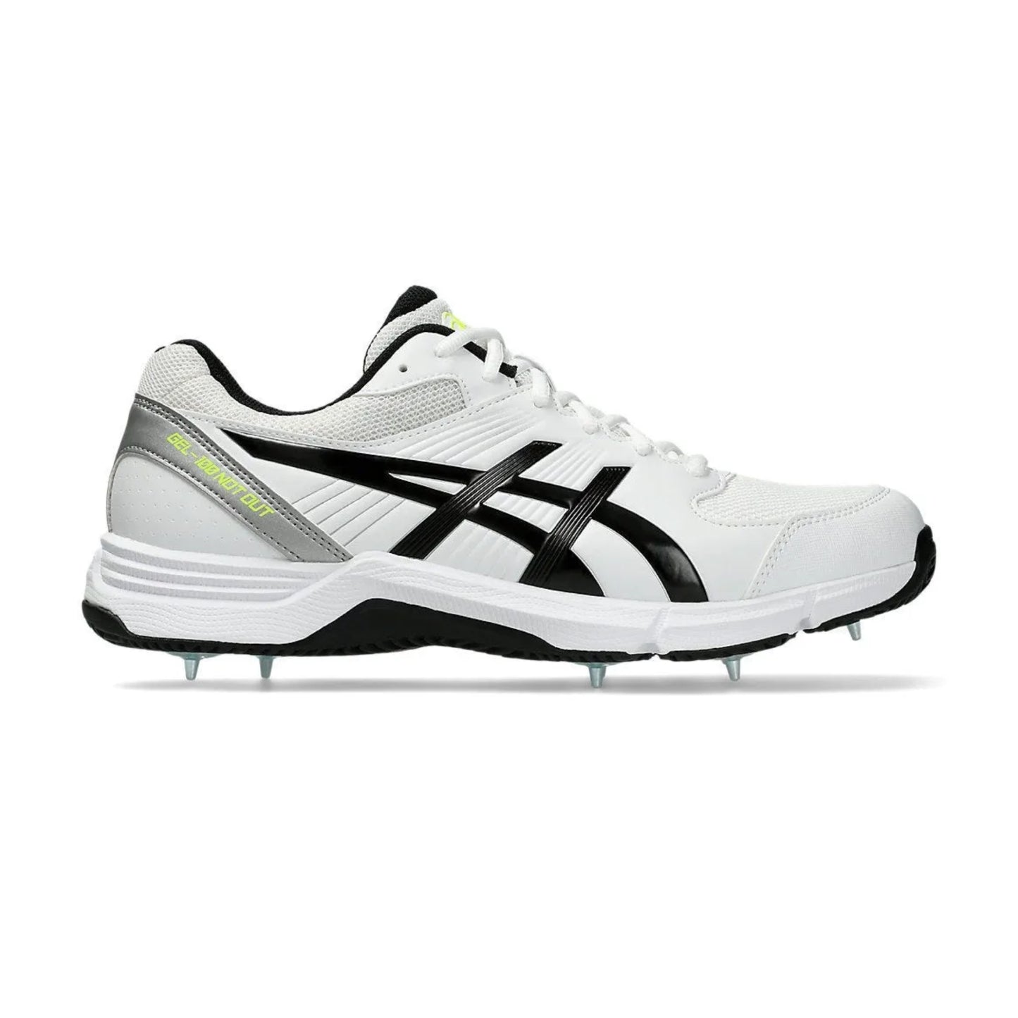 ASICS GEL‑100 NOT OUT Cricket Shoes – White / Black