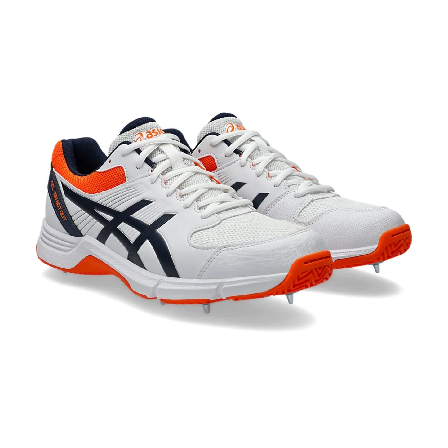 White sports shoes with orange accents on a white background