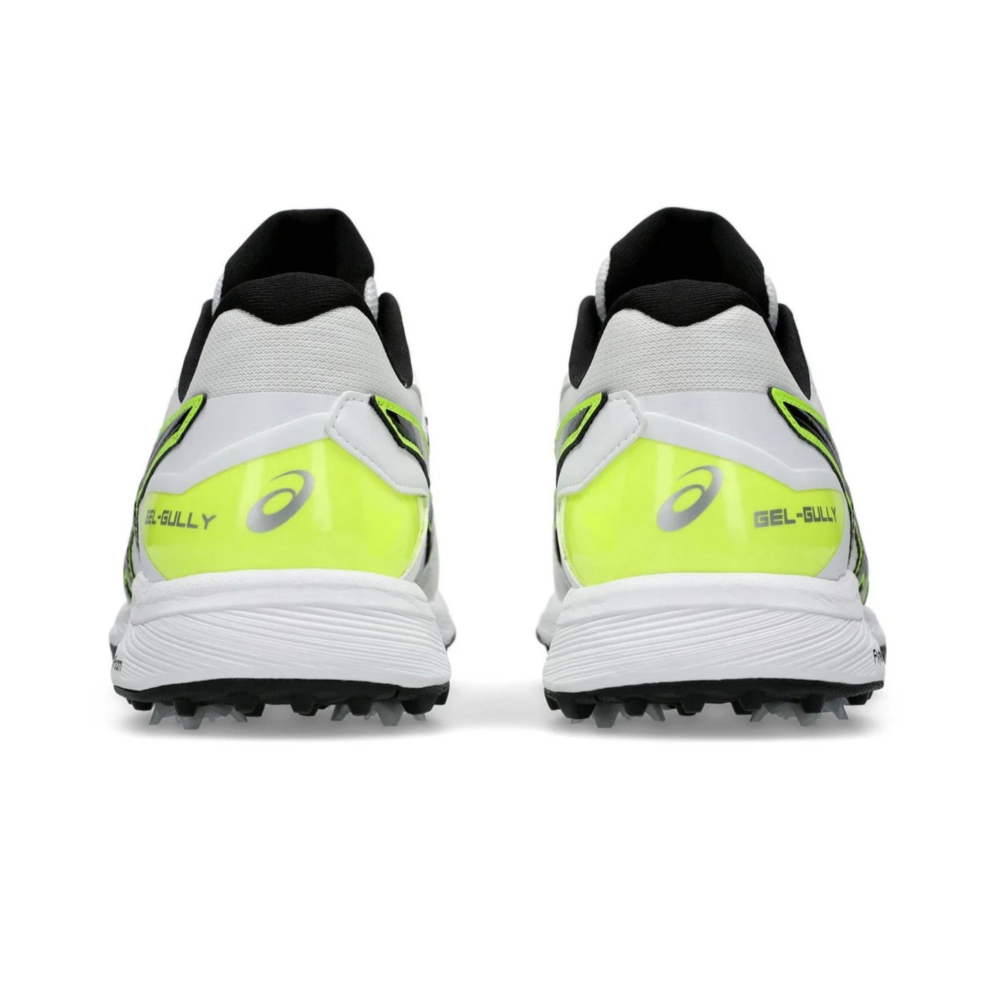 White and black sports shoes with green accents on a white background.
