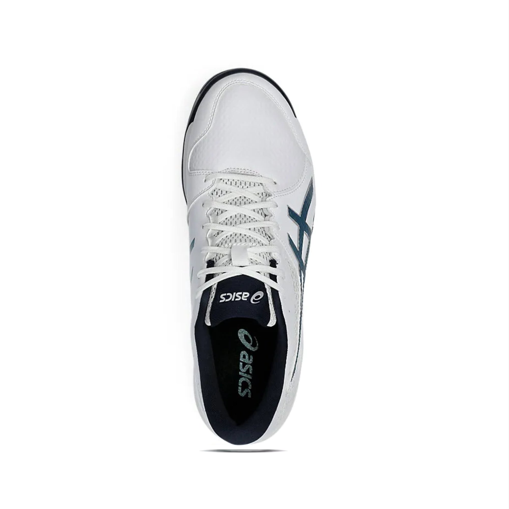 White running shoe with black accents on a white background