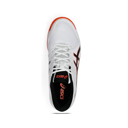 White athletic shoe with red accents on a white background