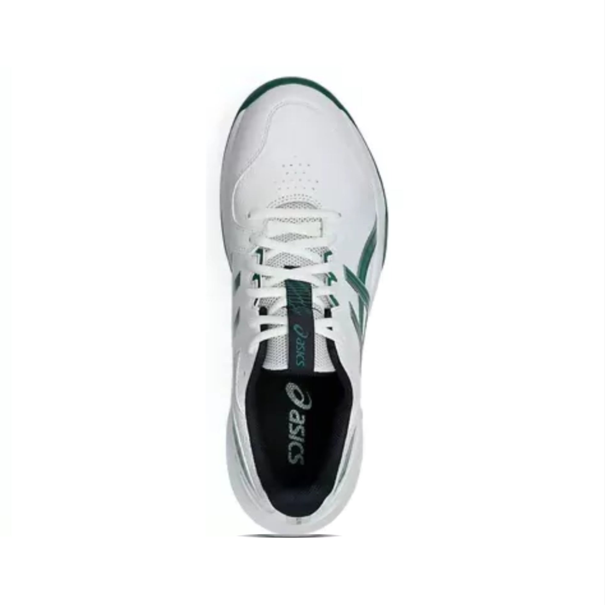 White sneaker with green accents on a white background
