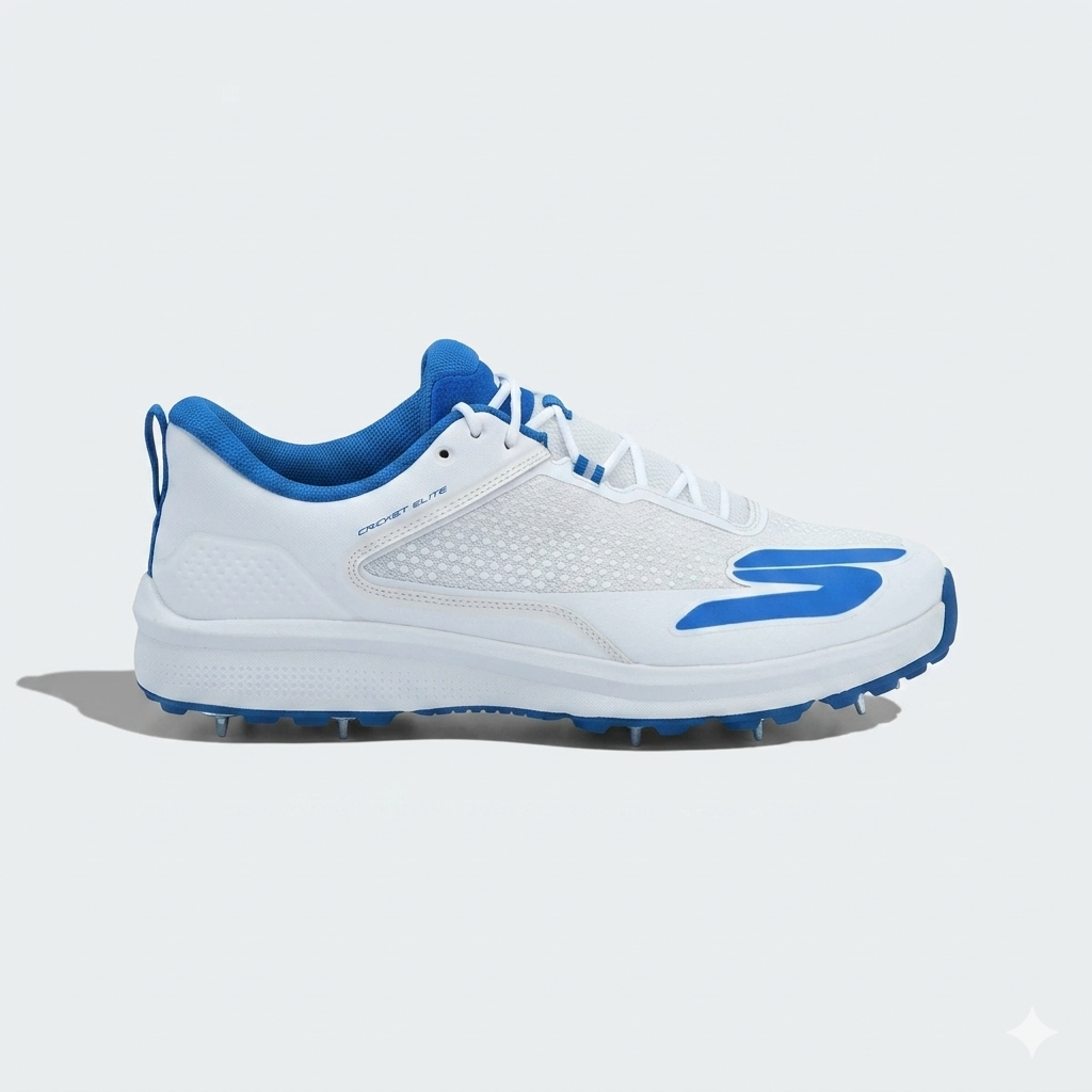 Skechers Mens Cricket Spikes White/Blue