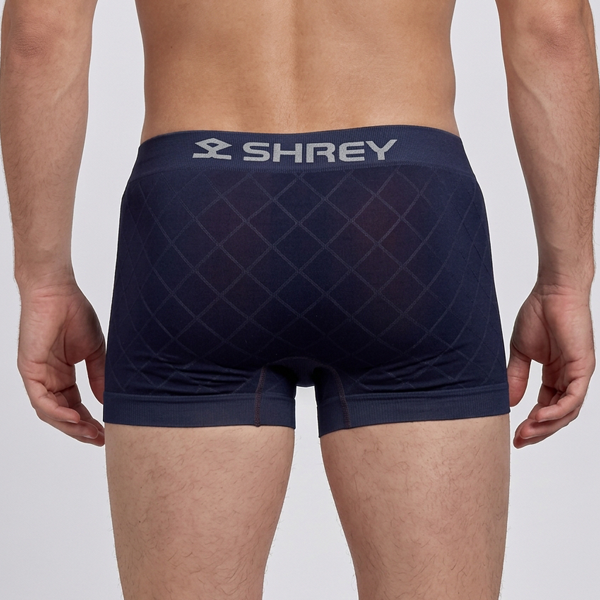 Shrey men's sports boxer trunks in navy blue with wide waistband, Apex Stride Sports Karachi