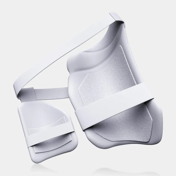 White knee brace on a light gray background
